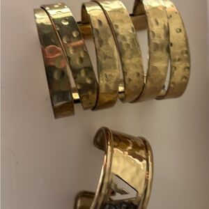 Rustic cuff Gold Hammered Cuff Bracelet Set